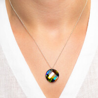 Crystal &amp; Silver Halskette Twist in versch. Farben