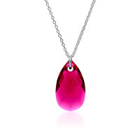 Crystal &amp; Silver Halskette Pear Ruby