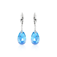 Crystal &amp; Silver Pendel-Ohrh&auml;nger Pear in...