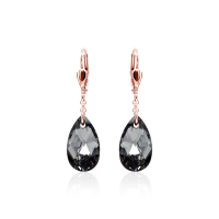 Crystal &amp; Silver Pendel-Ohrh&auml;nger Pear in...
