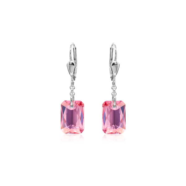 Crystal & Silver Pendel-Ohrhänger Emerald Cut