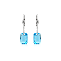 Crystal & Silver Pendel-Ohrhänger Emerald Cut