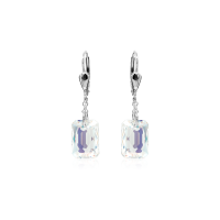 Crystal & Silver Pendel-Ohrhänger Emerald Cut