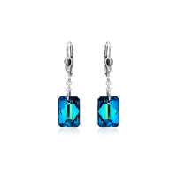 Crystal & Silver Pendel-Ohrhänger Emerald Cut...