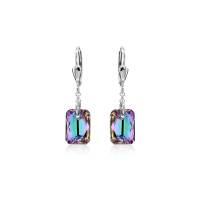 Crystal & Silver Pendel-Ohrhänger Emerald Cut...