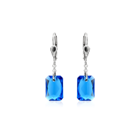 Crystal & Silver Pendel-Ohrhänger Emerald Cut...