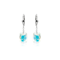 Crystal & Silver Pendel-Ohrhänger Emerald Cut...