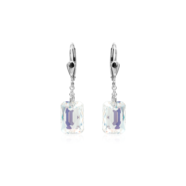Crystal & Silver Pendel-Ohrhänger Emerald Cut Crystal Shimmer