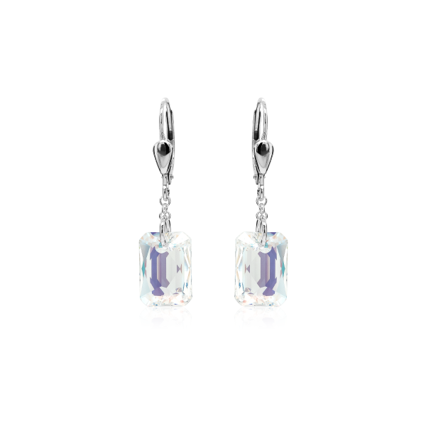 Crystal &amp; Silver Pendel-Ohrh&auml;nger Emerald Cut Crystal Shimmer