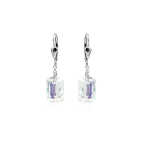 Crystal &amp; Silver Pendel-Ohrh&auml;nger Emerald Cut...