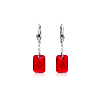 Crystal & Silver Pendel-Ohrhänger Emerald Cut...