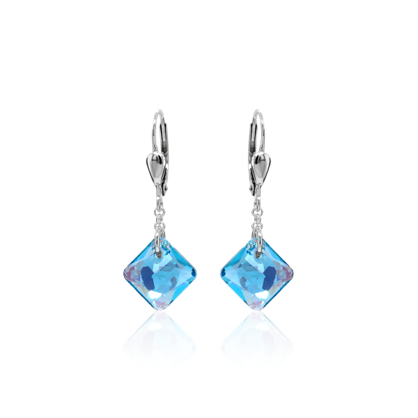 Crystal & Silver Pendel-Ohrhänger Princess Cut