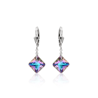 Crystal & Silver Pendel-Ohrhänger Princess Cut