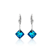 Crystal & Silver Pendel-Ohrhänger Princess Cut