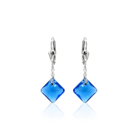 Crystal & Silver Pendel-Ohrhänger Princess Cut