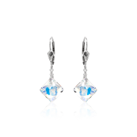 Crystal & Silver Pendel-Ohrhänger Princess Cut