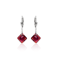 Crystal & Silver Pendel-Ohrhänger Princess Cut