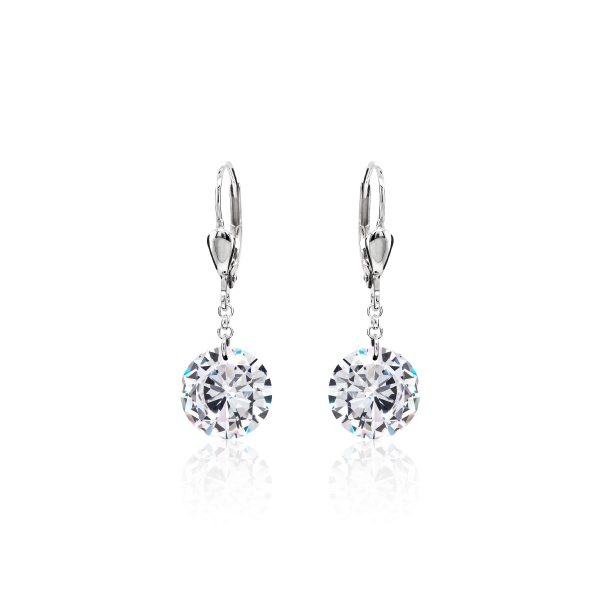 Crystal & Silver Pendel-Ohrhänger Zirkonia in versch. Farben