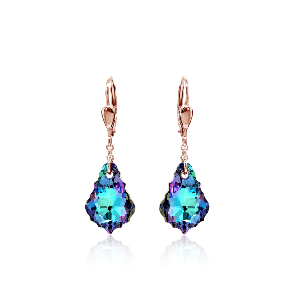 Crystal & Silver Pendel-Ohrhänger Baroque Vitrail Light Silber Rosé vergoldet