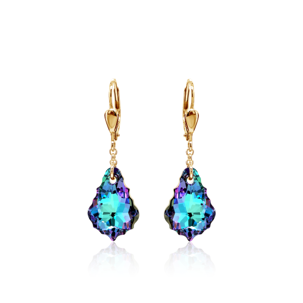 Crystal & Silver Pendel-Ohrhänger Baroque Vitrail Light Silber 18K vergoldet