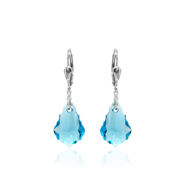 Crystal & Silver Pendel-Ohrhänger Baroque Aquamarine echtes Silber
