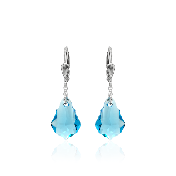 Crystal &amp; Silver Pendel-Ohrh&auml;nger Baroque Aquamarine echtes Silber