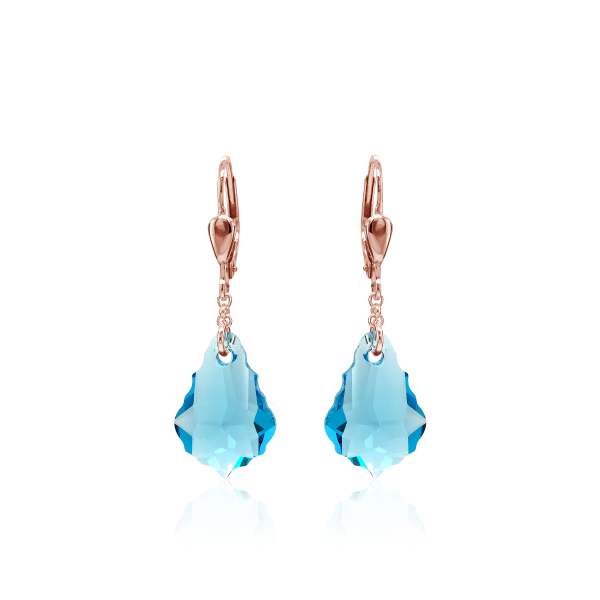 Crystal & Silver Pendel-Ohrhänger Baroque Aquamarine Silber Rosé vergoldet