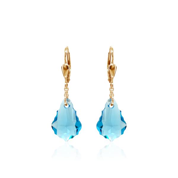Crystal & Silver Pendel-Ohrhänger Baroque Aquamarine Silber 18K vergoldet
