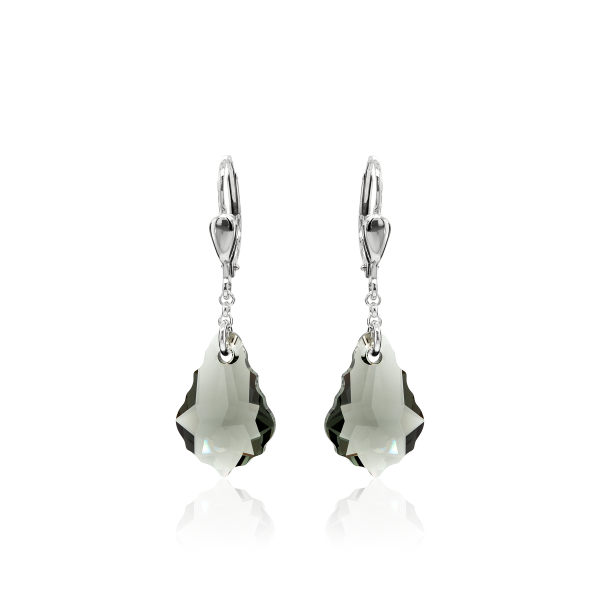 Crystal &amp; Silver Pendel-Ohrh&auml;nger Baroque Black Diamond echtes Silber