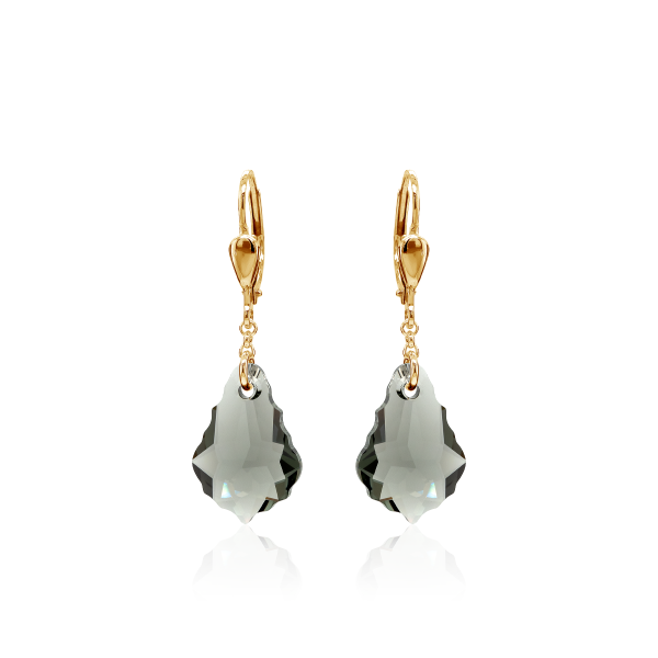 Crystal &amp; Silver Pendel-Ohrh&auml;nger Baroque Black Diamond Silber 18K vergoldet