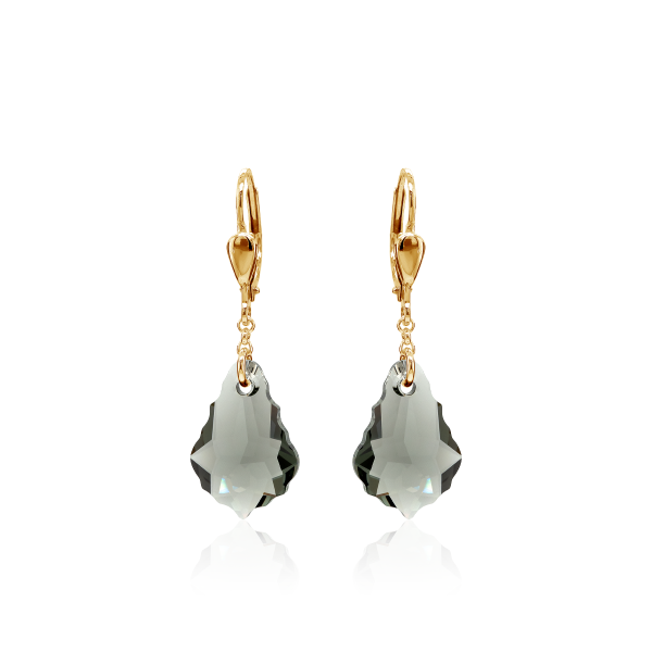 Crystal & Silver Pendel-Ohrhänger Baroque Black Diamond Silber 18K vergoldet