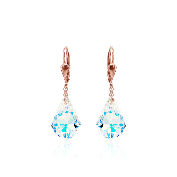 Crystal & Silver Pendel-Ohrhänger Baroque Aurora Borealis Silber Rosé vergoldet