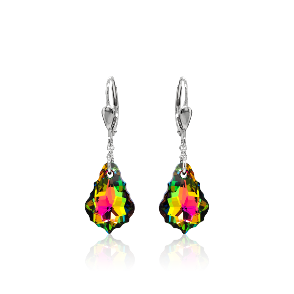 Crystal & Silver Pendel-Ohrhänger Baroque Vitrail Medium echtes Silber