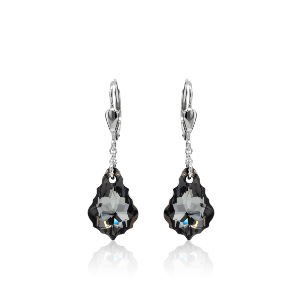 Crystal & Silver Pendel-Ohrhänger Baroque Silver Night echtes Silber
