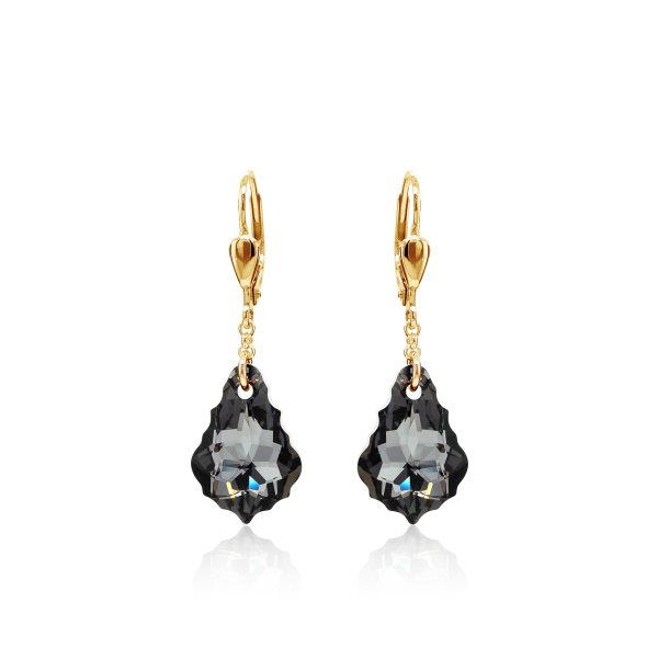 Crystal & Silver Pendel-Ohrhänger Baroque Silver Night Silber 18K vergoldet