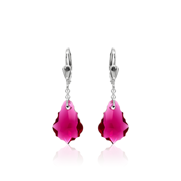 Crystal &amp; Silver Pendel-Ohrh&auml;nger Baroque Ruby echtes Silber