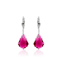 Crystal & Silver Pendel-Ohrhänger Baroque Ruby...