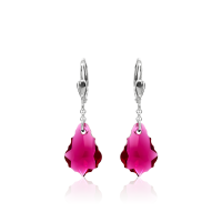 Crystal &amp; Silver Pendel-Ohrh&auml;nger Baroque Ruby...