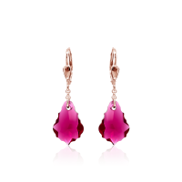 Crystal & Silver Pendel-Ohrhänger Baroque Ruby...