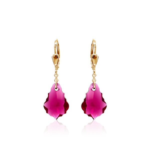 Crystal & Silver Pendel-Ohrhänger Baroque Ruby Silber 18K vergoldet