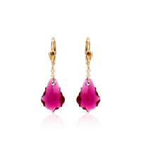 Crystal & Silver Pendel-Ohrhänger Baroque Ruby...