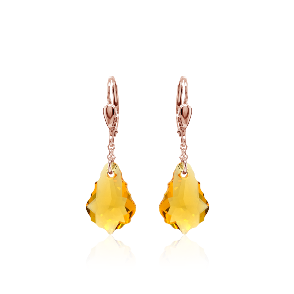 Crystal & Silver Pendel-Ohrhänger Baroque Light Topaz Silber Rosé vergoldet