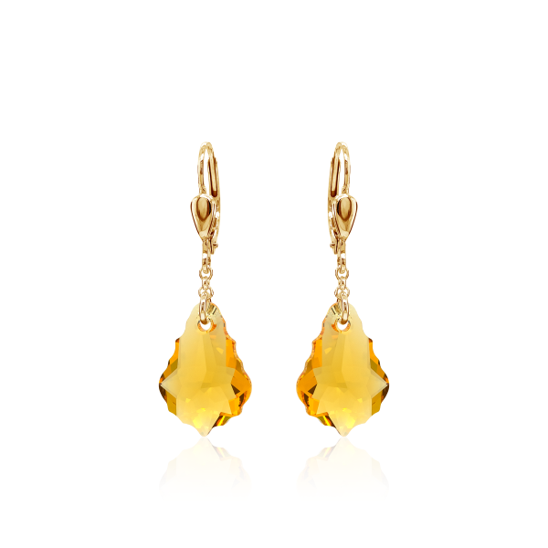 Crystal & Silver Pendel-Ohrhänger Baroque Light Topaz Silber 18K vergoldet