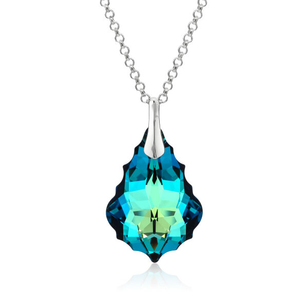 Crystal &amp; Silver Halskette Baroque in Silber Bermuda Blue