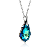 Crystal & Silver Halskette Baroque in Silber Bermuda Blue