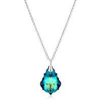 Crystal & Silver Halskette Baroque in Silber Bermuda Blue