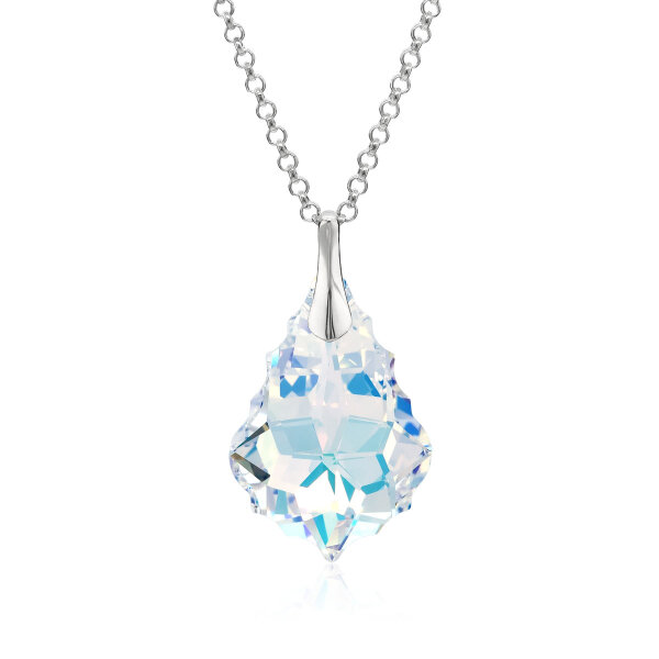 Crystal &amp; Silver Halskette Baroque in Silber Aurora Borealis