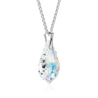 Crystal & Silver Halskette Baroque in Silber Aurora Borealis
