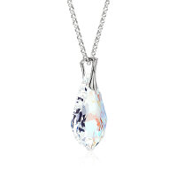 Crystal &amp; Silver Halskette Baroque in Silber Blue Aurora Borealis