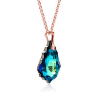 Crystal &amp; Silver Halskette Baroque Silber Ros&eacute; Bermuda Blue